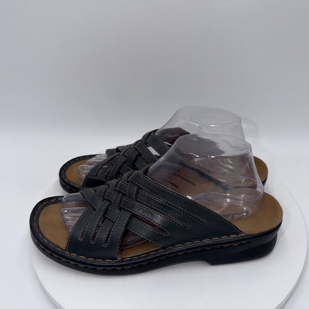 Clarks Collection Lexi Selina Women's Wedge Slide Navy Blue Sandals Size 9
